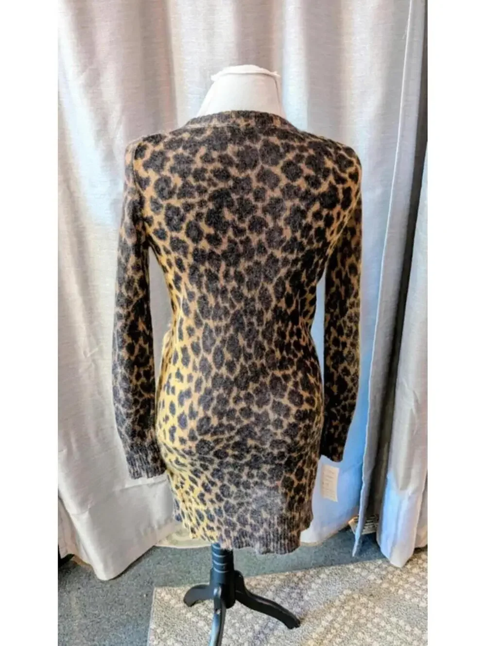 J. Crew Leopard Print Sweater Bodycon Dress L